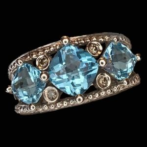 Topaz diamond white gold ring new